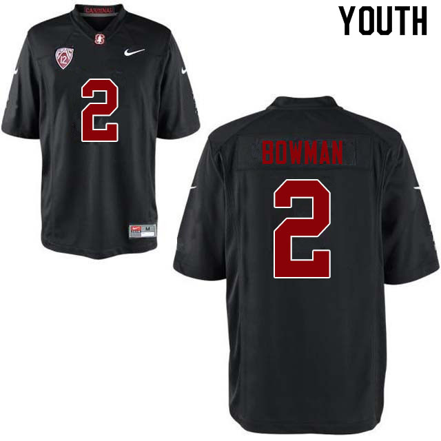 Youth #2 Colby Bowman Stanford Cardinal College Football Jerseys Sale-Black - Click Image to Close